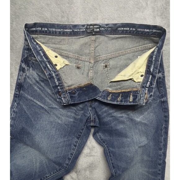 IZZUE IZ-X04-ARMY Frayed Edges Men’s Buttonfly Slim Fit  Jeans Size 36x31 - Picture 11 of 14